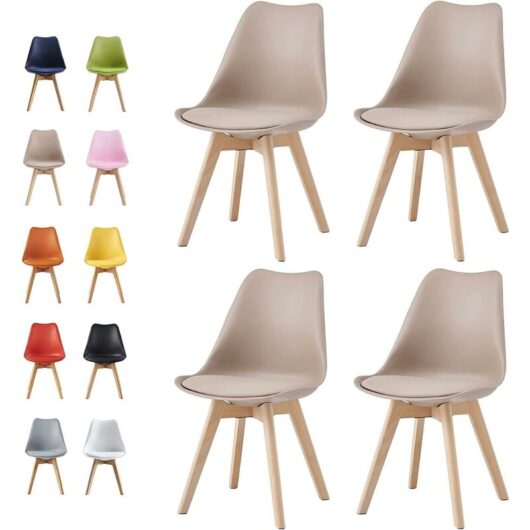 Mcc Direct - Set of 4 Dining Chairs Designer Side Chairs Wooden Home Office Commercial eva brown