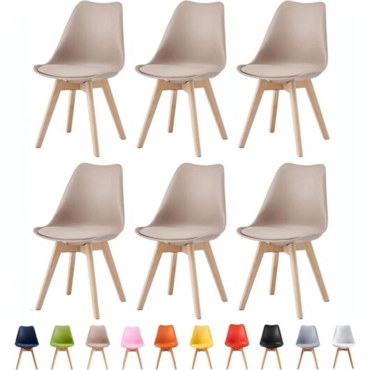 Mcc Direct - Set of 6 Dining Chairs Designer Side Chairs Wooden Home Office Commercial eva brown