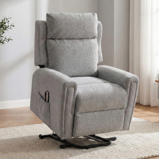 Medinah Fabric Dual Motor Lift Tilt Recliner Chair in Ash