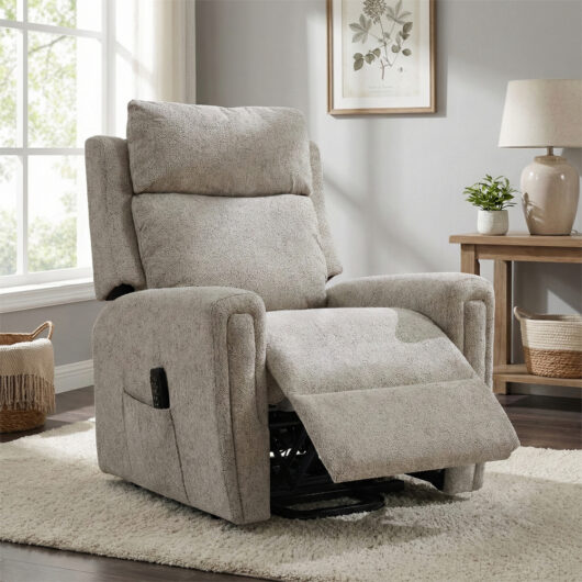 Medinah Fabric Quad Motor Lift Tilt Recliner Chair in Beige