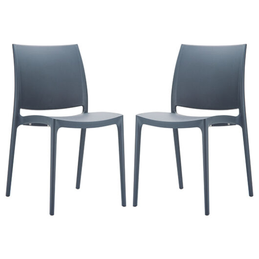 Mesa Dark Grey Polypropylene Dining Chairs In Pair