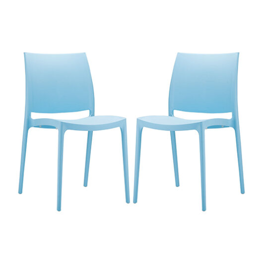 Mesa Light Blue Polypropylene Dining Chairs In Pair