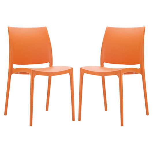 Mesa Orange Polypropylene Dining Chairs In Pair