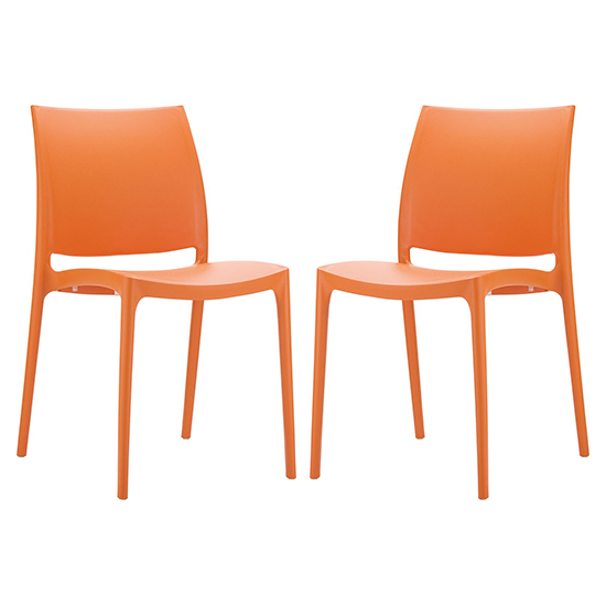 Mesa Orange Polypropylene Dining Chairs In Pair