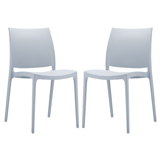 Mesa Silver Grey Polypropylene Dining Chairs In Pair