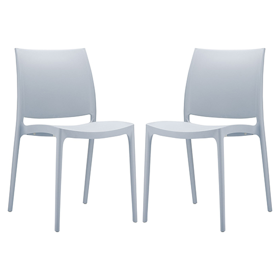 Mesa Silver Grey Polypropylene Dining Chairs In Pair