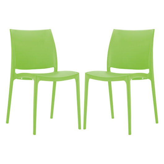 Mesa Tropical Green Polypropylene Dining Chairs In Pair