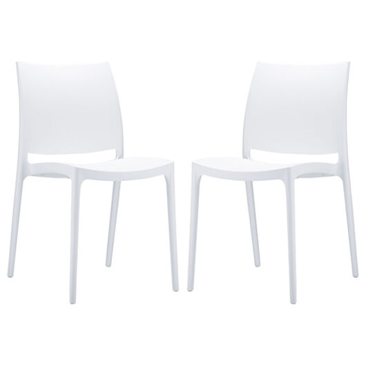 Mesa White Polypropylene Dining Chairs In Pair