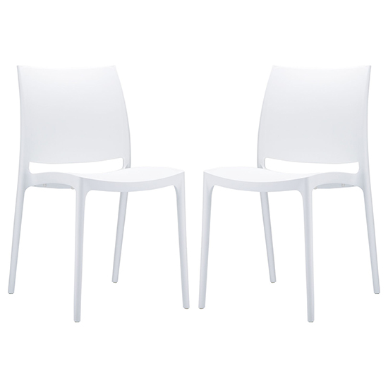 Mesa White Polypropylene Dining Chairs In Pair
