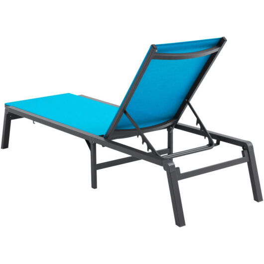 Mophorn - Chaise Lounge Chairs Outdoor, Aluminum Patio Lounge Chairs with Adjustable 5-Position, Folding Pool Lounge Chairs Recliner and Full Flat