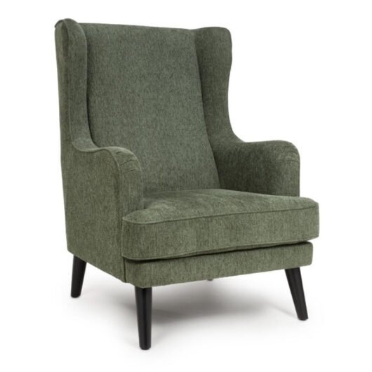 Nirevo Fabric Accent Chair with Black Legs in Green