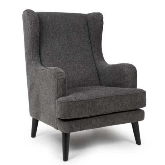 Nirevo Fabric Accent Chair with Black Legs in Grey