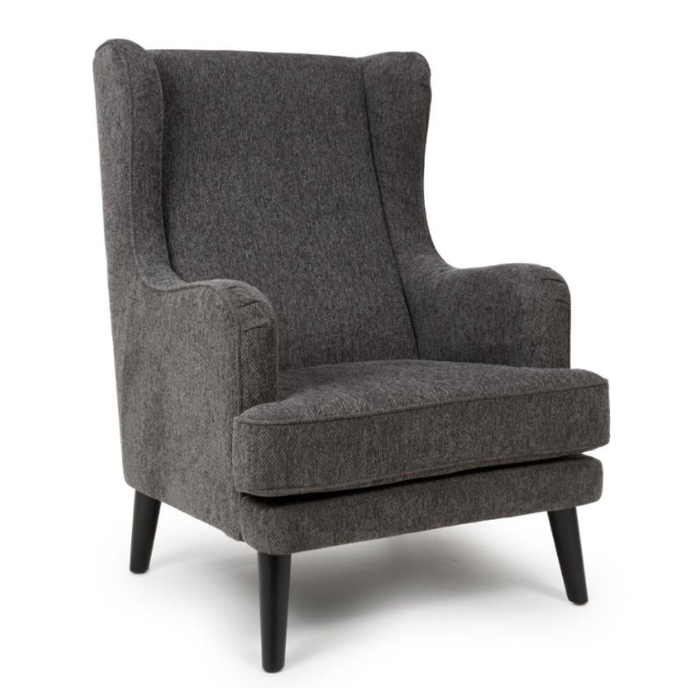 Nirevo Fabric Accent Chair with Black Legs in Grey