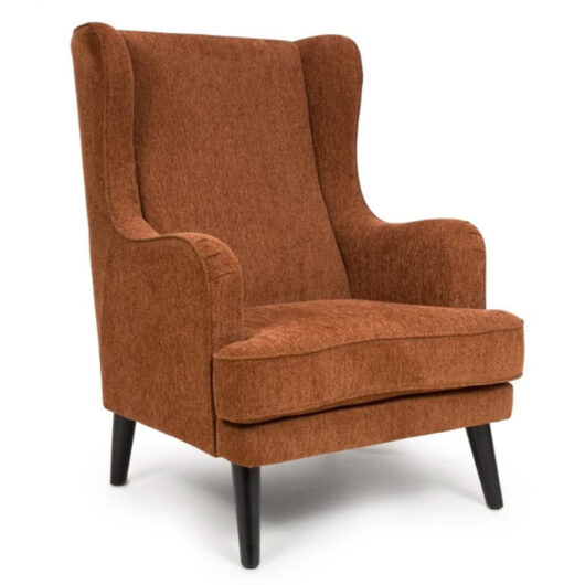 Nirevo Fabric Accent Chair with Black Legs in Rust