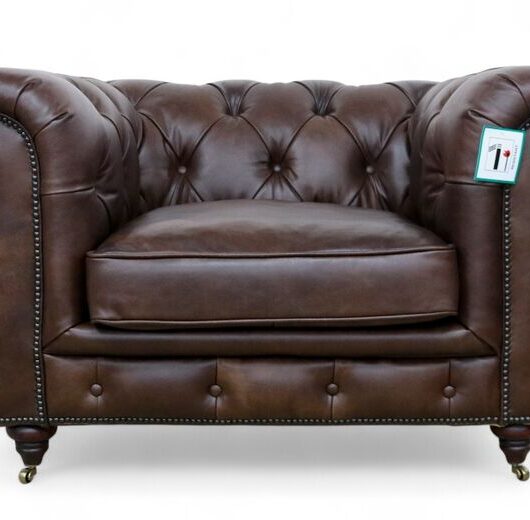 Noble Chesterfield Club Chair Umbar Brown Leather