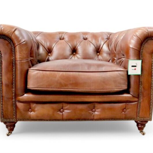 Noble Chesterfield Club Chair Vintage Brown Distressed Real Leather