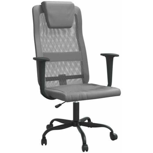 Office Chair Grey Mesh Fabric and Faux Leather vidaXL