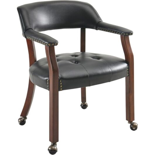 PADMA HOUSE Large Dining Chairs with Casters and Arms, Rolling Dining Chairs with Wheels, Accent Game Poker Chairs, Boss Caption's Chairs, Solid Wood