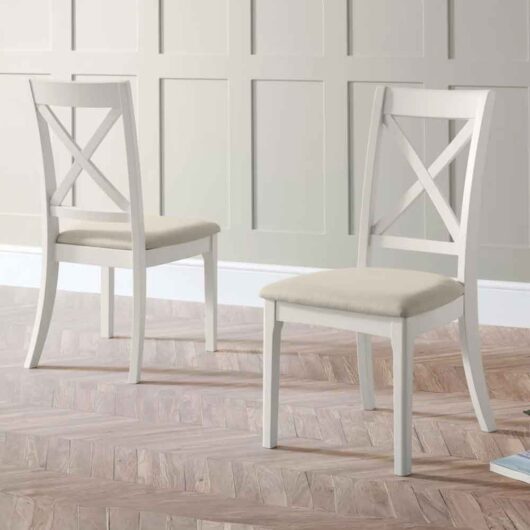 Pacari Ivory Wooden Dining Chairs in Pair