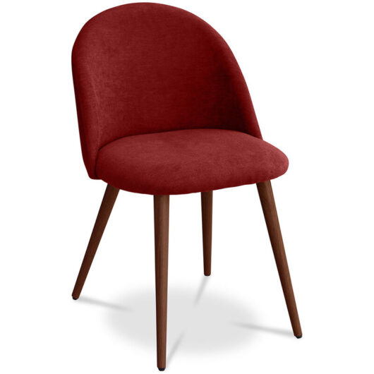Privatefloor - Dining Chair - Upholstered in Fabric - Scandinavian Style - Evelyne Red