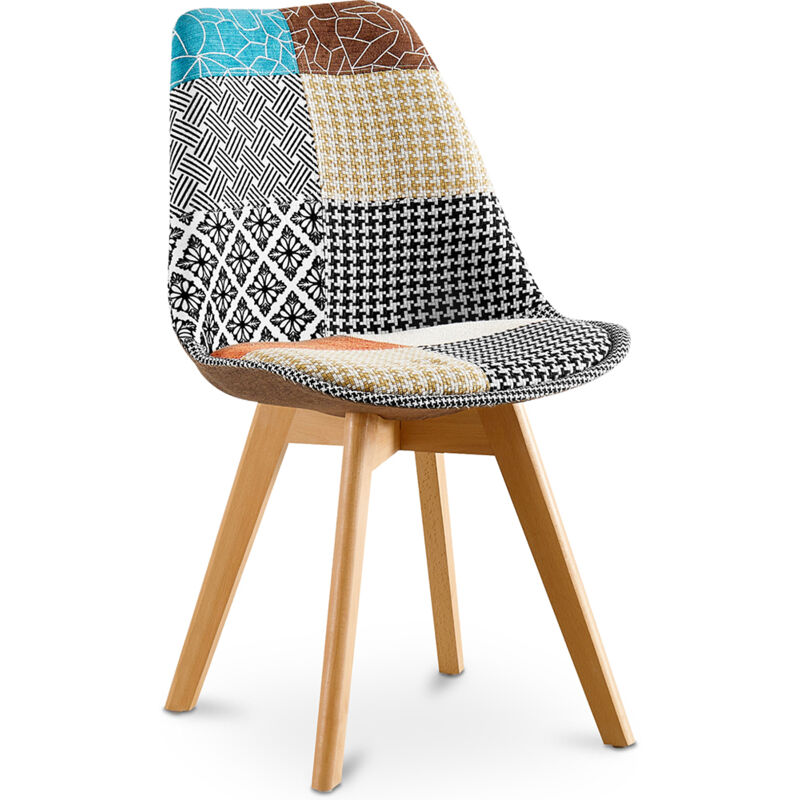 Privatefloor - Dining Chair - Upholstered in Patchwork - Patty Multicolour