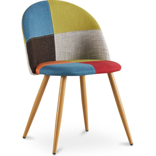 Privatefloor - Dining Chair - Upholstered in Patchwork - Scandinavian Style - Simona Multicolour
