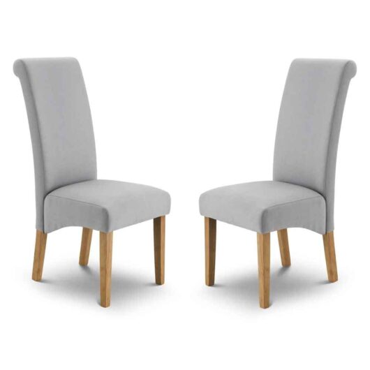 Rainford Grey Fabric Dining Chairs with Oak Legs in Pair