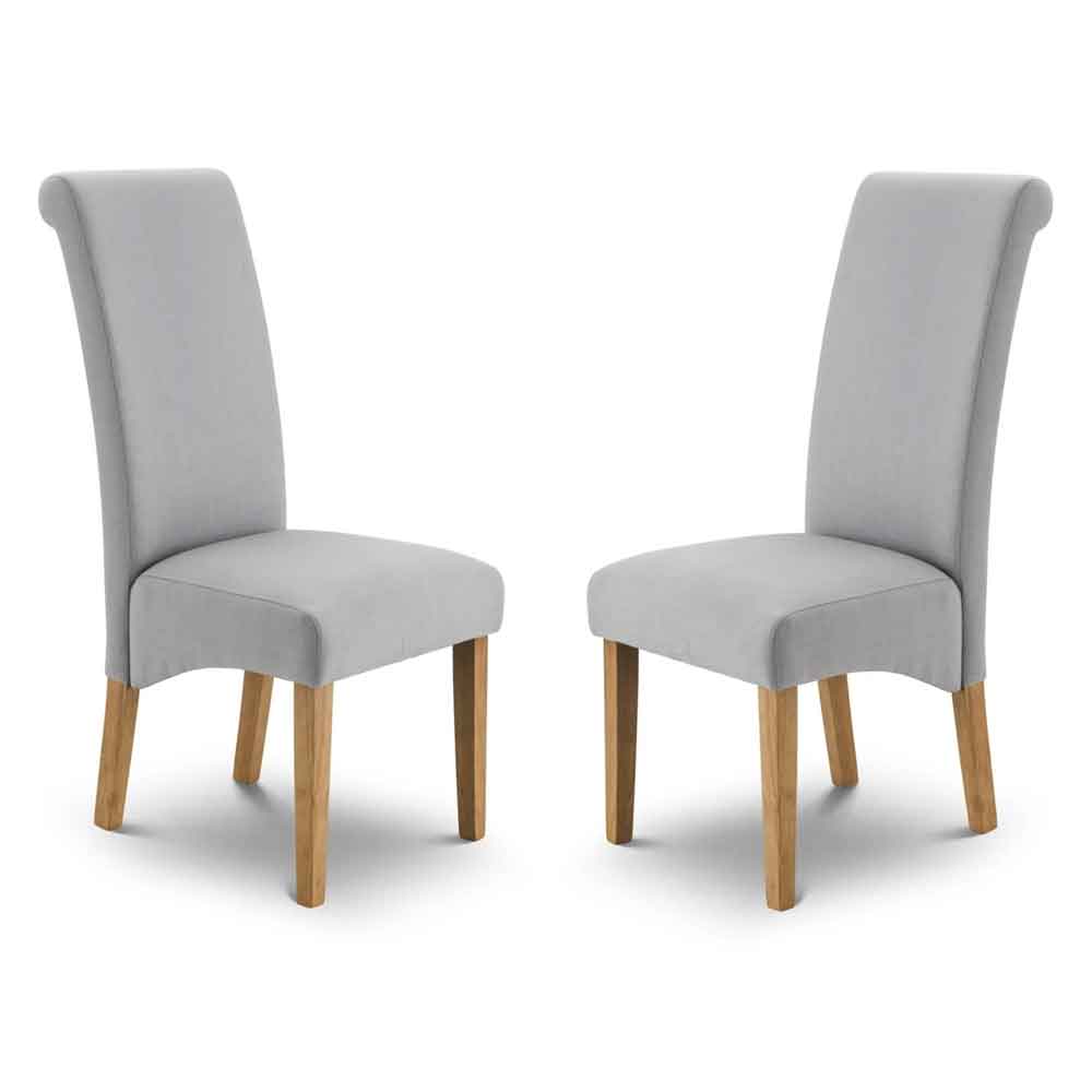 Rainford Grey Fabric Dining Chairs with Oak Legs in Pair