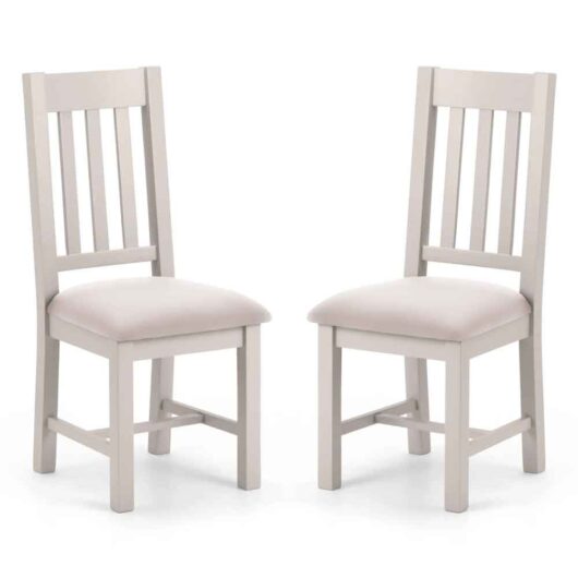 Raisie Light Grey Wooden Dining Chair in Pair