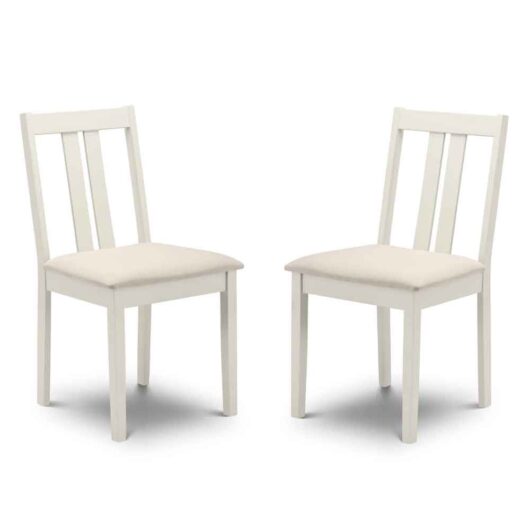 Ranee Ivory Wooden Dining Chairs with Fabric Seat in Pair