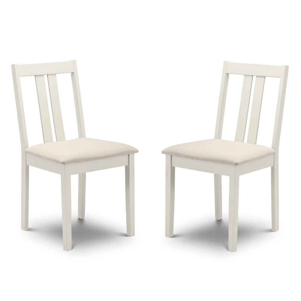Ranee Ivory Wooden Dining Chairs with Fabric Seat in Pair