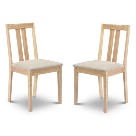 Ranee Light Oak Wooden Dining Chairs with Fabric Seat in Pair
