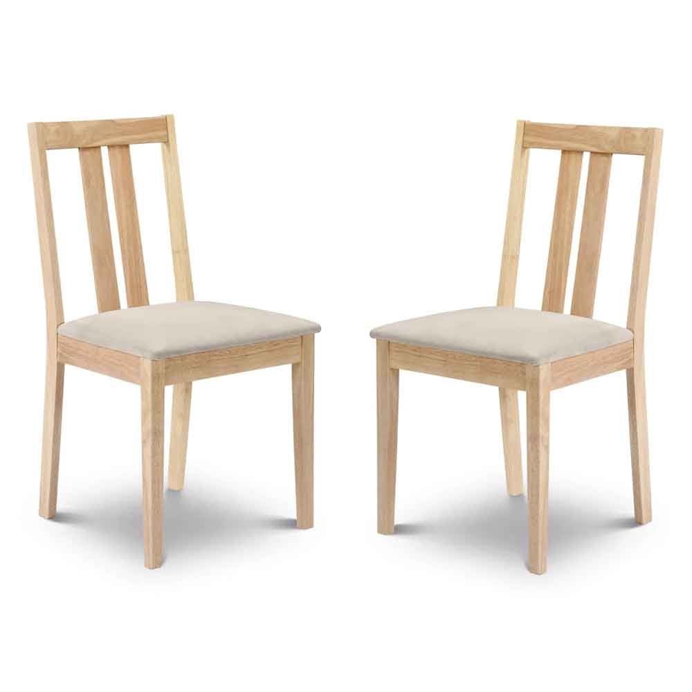 Ranee Light Oak Wooden Dining Chairs with Fabric Seat in Pair