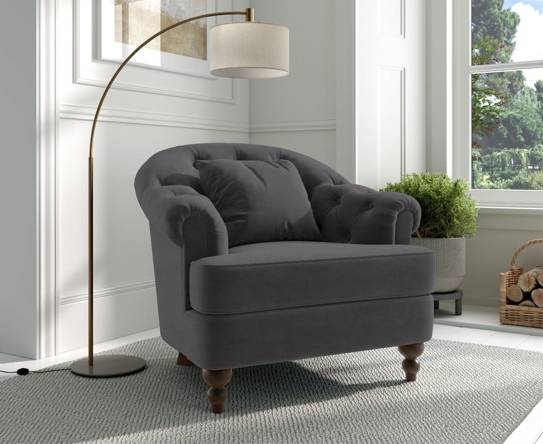 Richmond Dark Grey Velvet Accent Chair