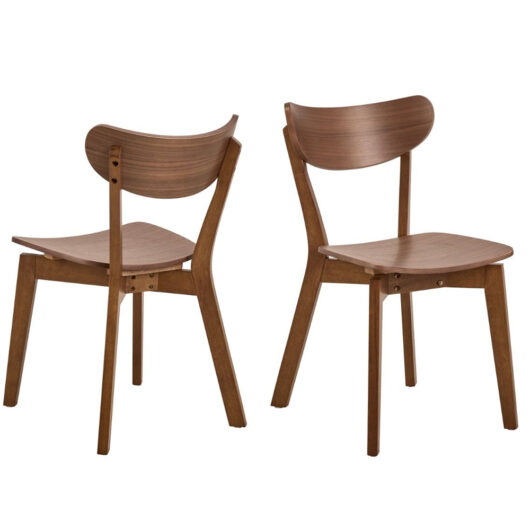 Riga Walnut Wooden Dining Chairs In Pair