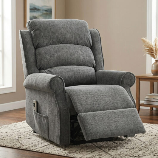Rosenberg Fabric Dual Motor Lift Tilt Recliner Chair in Anthracite