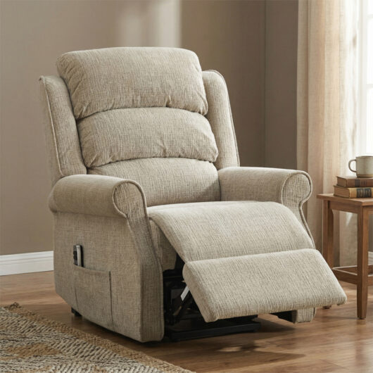 Rosenberg Fabric Dual Motor Lift Tilt Recliner Chair in Rabbit