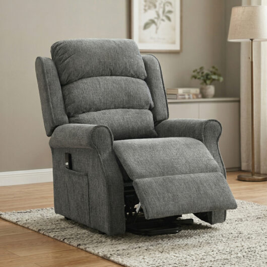 Rosenberg Fabric Single Motor Lift Tilt Recliner Chair in Anthracite