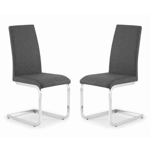 Rosendale Slate Grey Fabric Dining Chairs in Pair