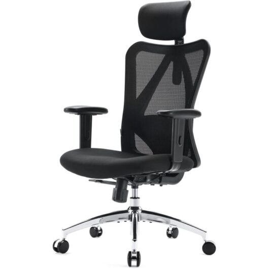 SIHOO Office Desk Chair, Ergonomic Computer Office Chair with Adjustable Headrest and Lumbar Support,High Back Executive Swivel Chair (Black)