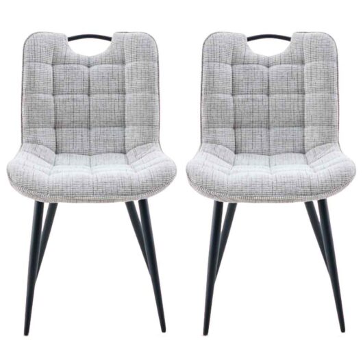 Sarlix Biscuit Fabric Dining Chairs in Pair