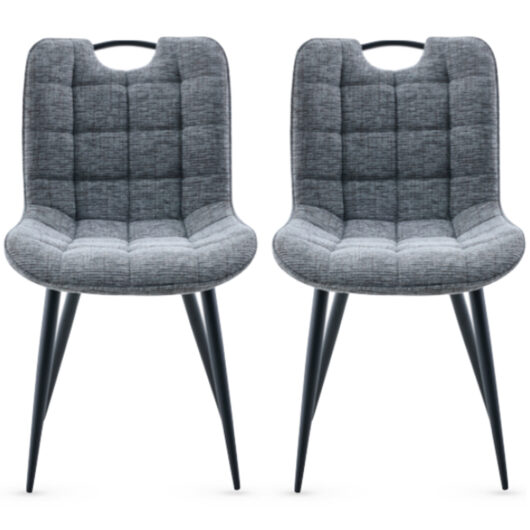 Sarlix Dark Grey Fabric Dining Chairs in Pair