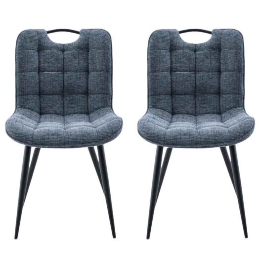 Sarlix Navy Fabric Dining Chairs in Pair