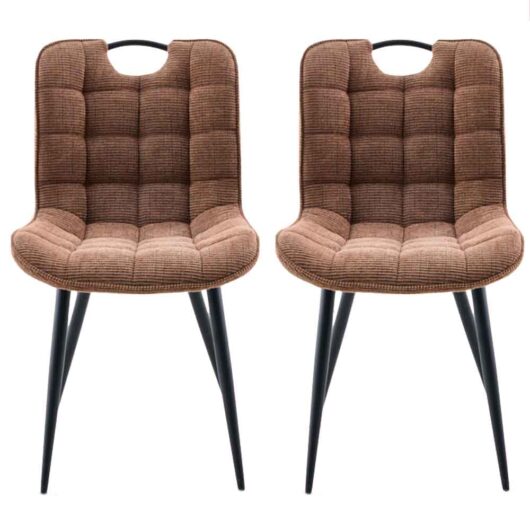 Sarlix Rust Fabric Dining Chairs in Pair