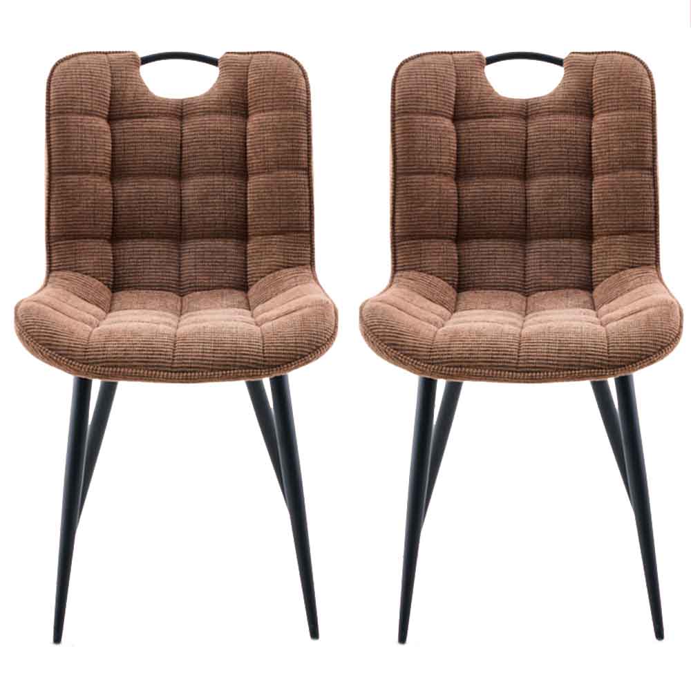 Sarlix Rust Fabric Dining Chairs in Pair