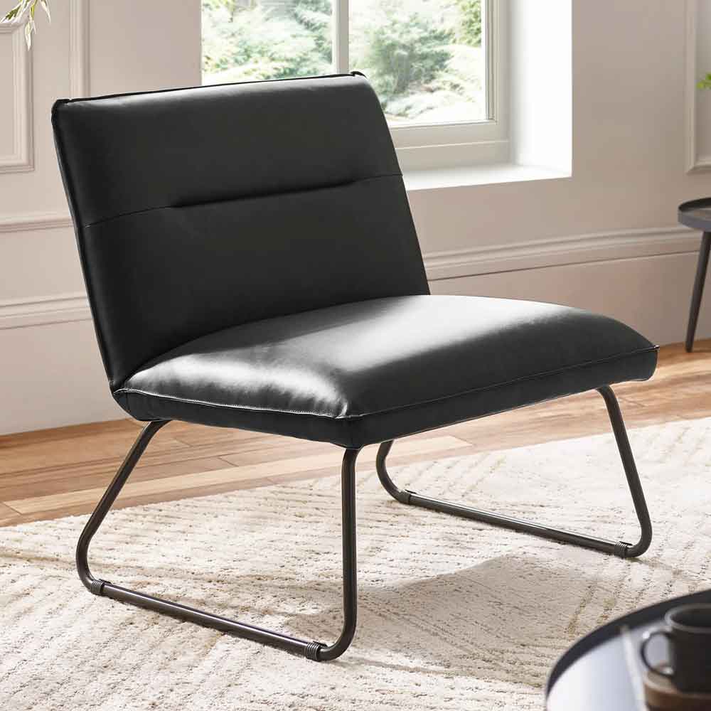 Savelle Faux Leather Lounge Chair in Black
