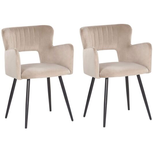 Set of 2 Dining Chairs SANILAC Velvet Taupe