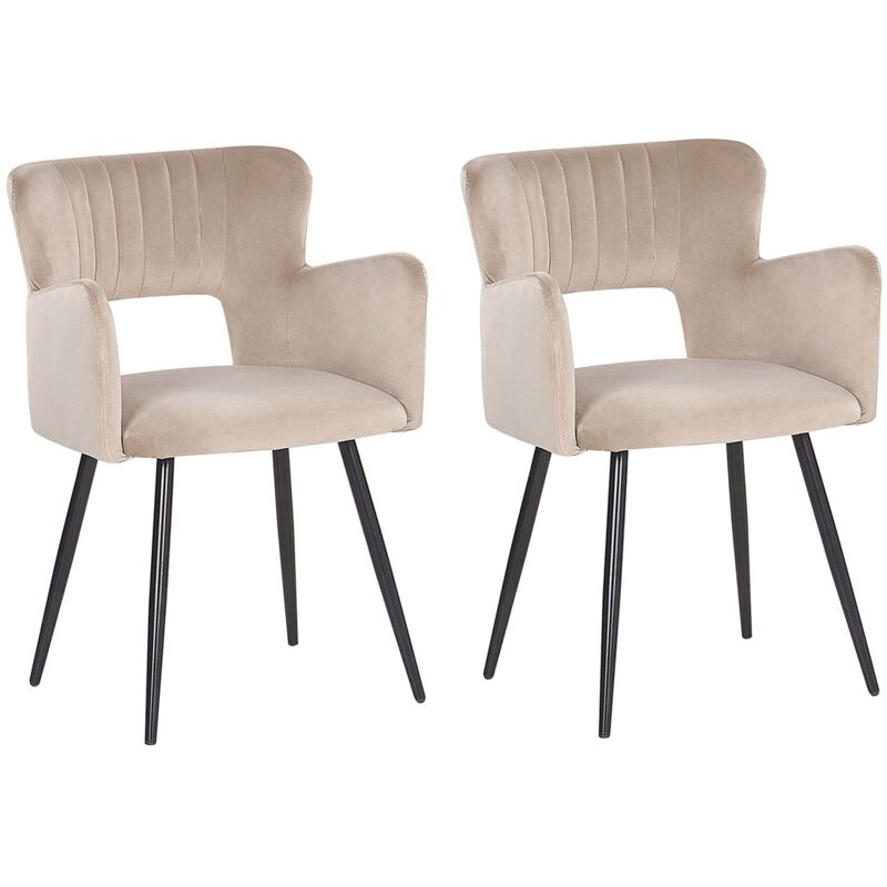 Set of 2 Dining Chairs SANILAC Velvet Taupe