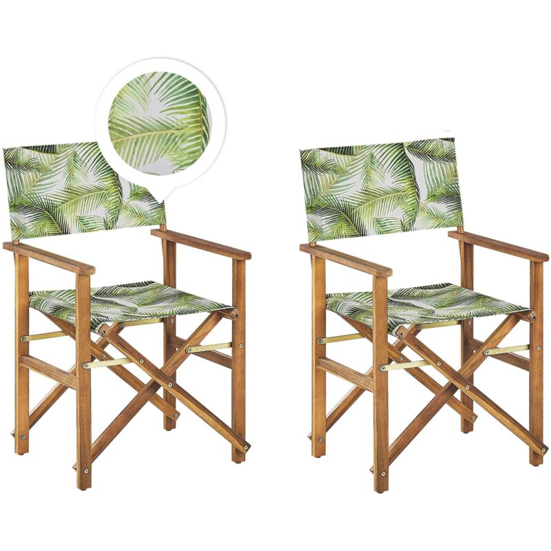 Set of 2 Garden Chairs CINE Acacia Wood Light Green