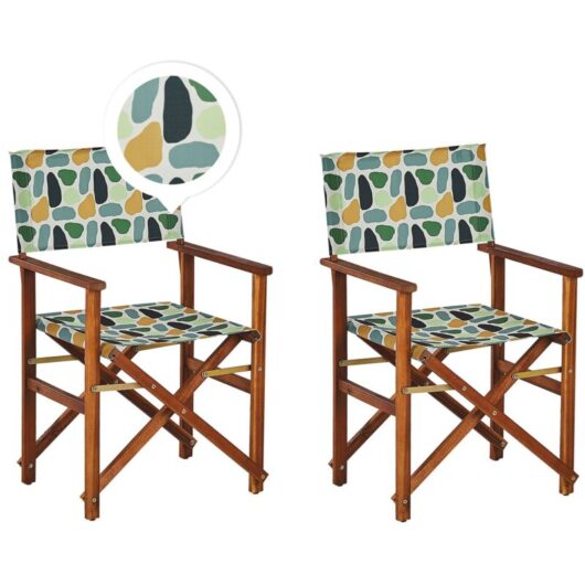 Set of 2 Garden Chairs CINE Acacia Wood Multicolour